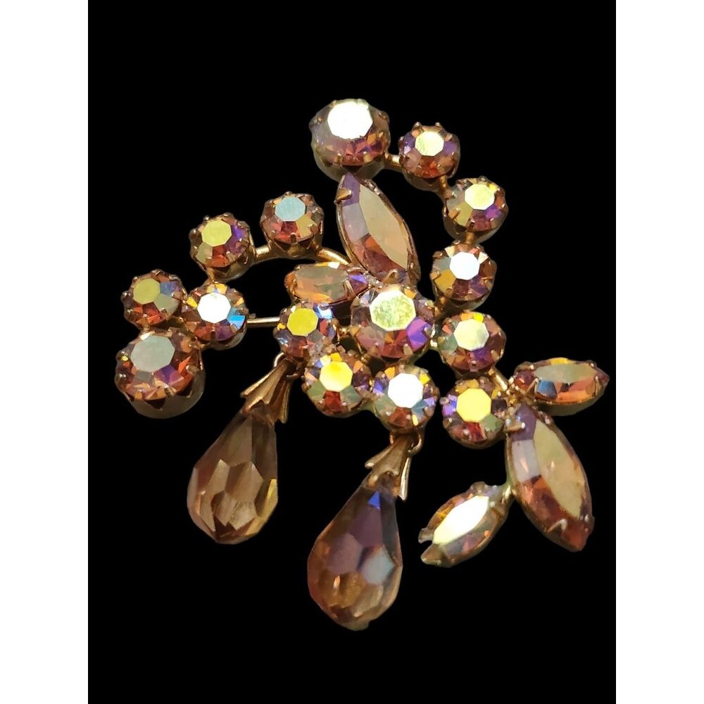 Vintage Impressive AB Rhinestone and Crystal Kramer Brooch (A4729)